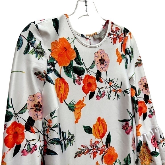ASOS DESIGN Botanical Shift Mini Dress with Fluted Sleeves, Size 4 - Picture 7 of 16